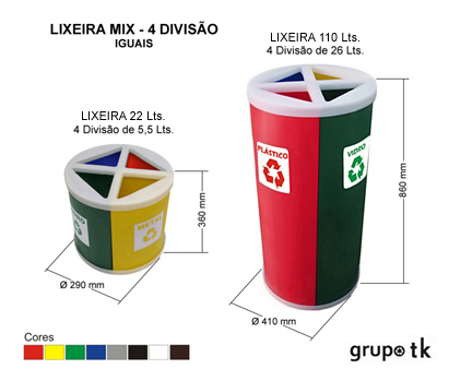 MIX - 4 DIVISÃO IGUAIS - VOLUME e DIMENSÕES